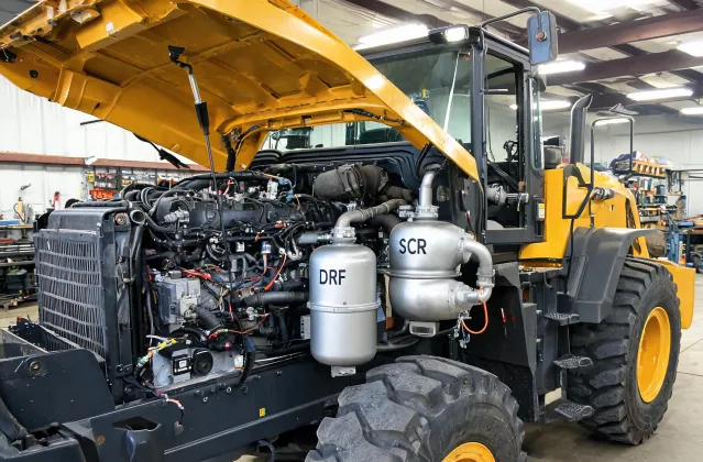 Tier 4 Final diesel engine bay with DPF and SCR