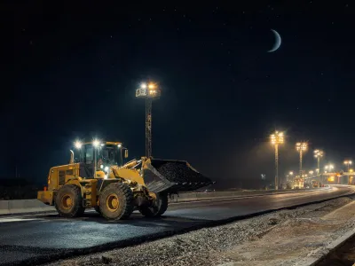Night highway paving support fleet